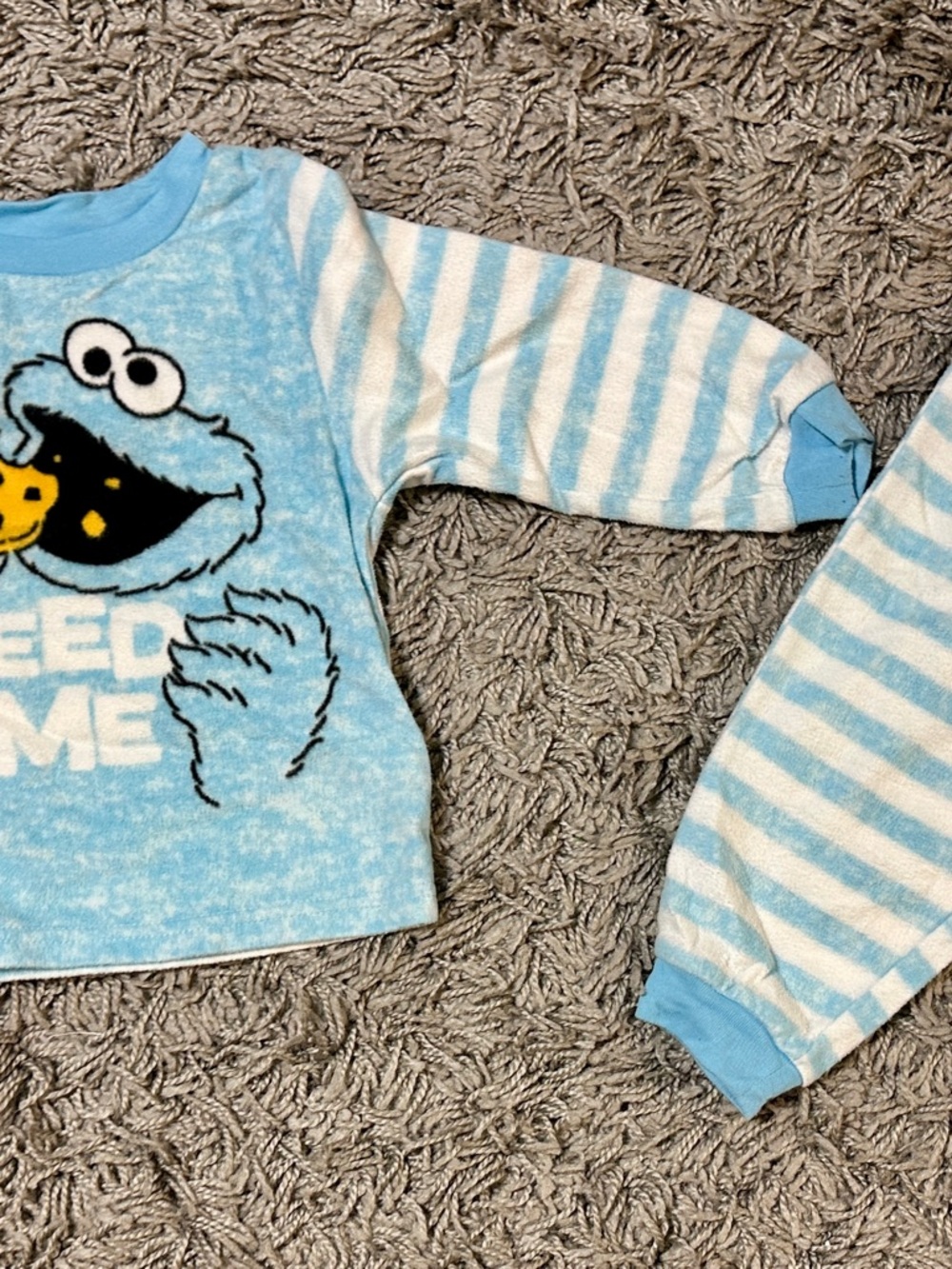 Sesame Street Cookie Monster Blue Stripe Kids Pajama Set